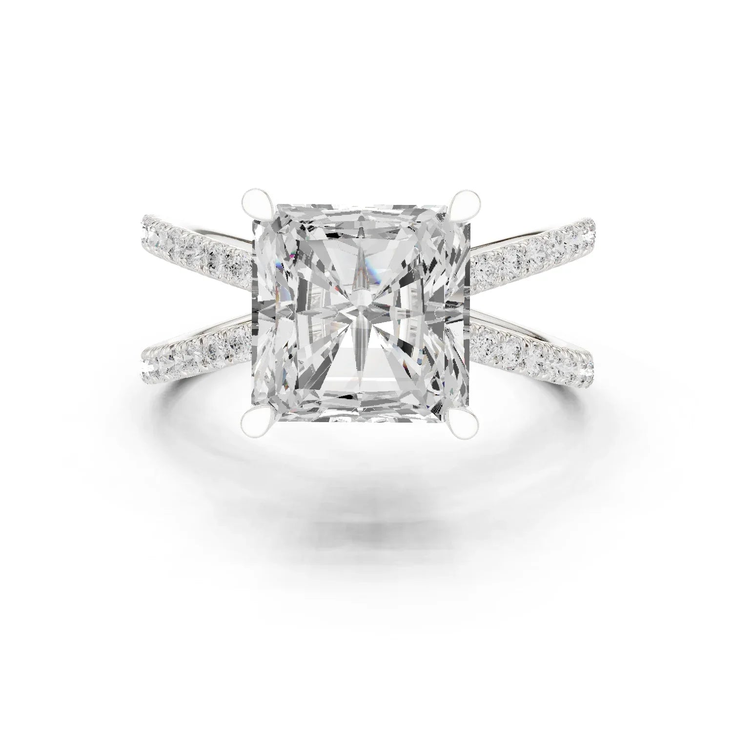 Radiant Cut Diamond Split Shank Engagement Ring