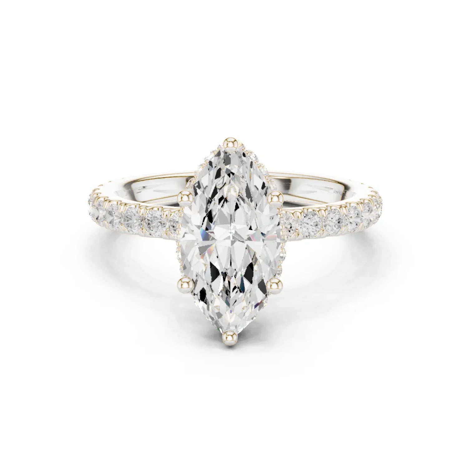 Marquise Cut Diamond Double Halo Pave Engagement Ring