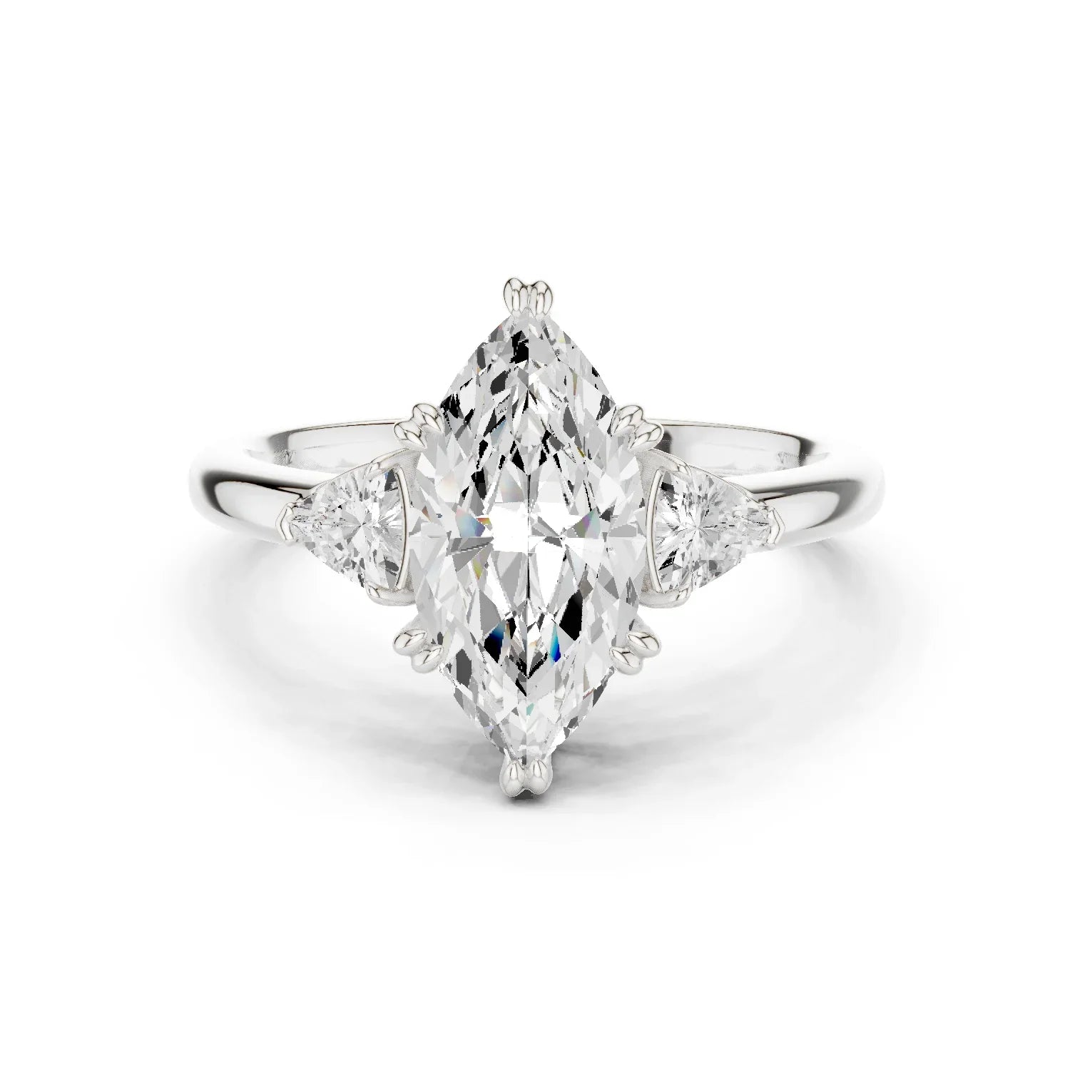 Trillion Side Diamond Marquise Shape Engagement Ring