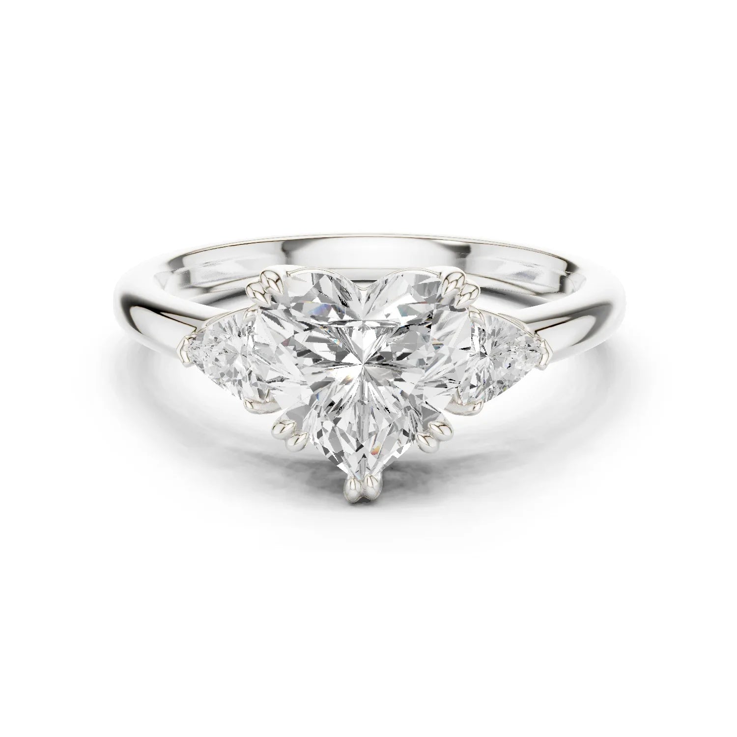 Trillion Side Diamond Heart Shape Engagement Ring