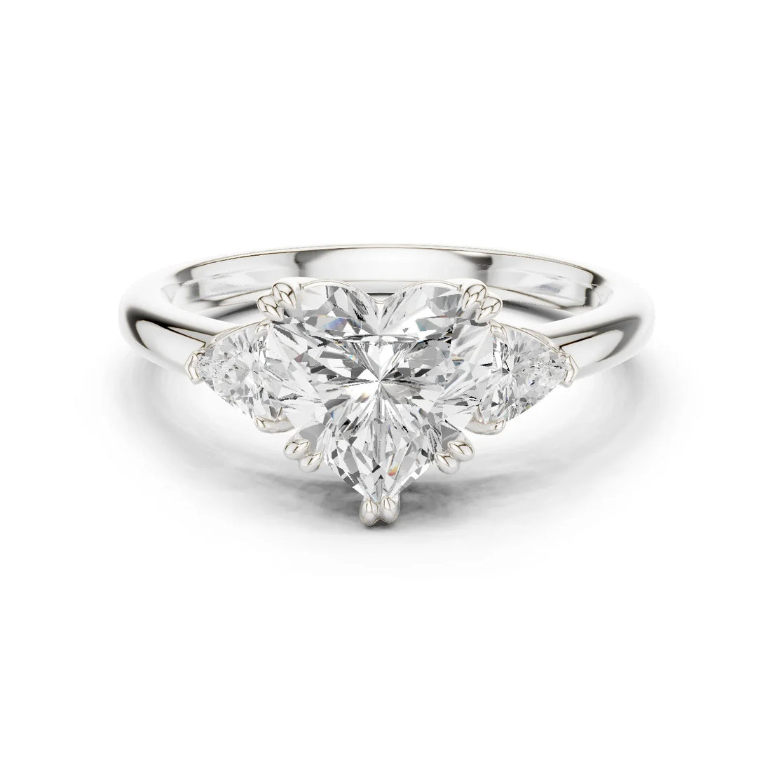 Trillion Side Diamond Heart Shape Engagement Ring
