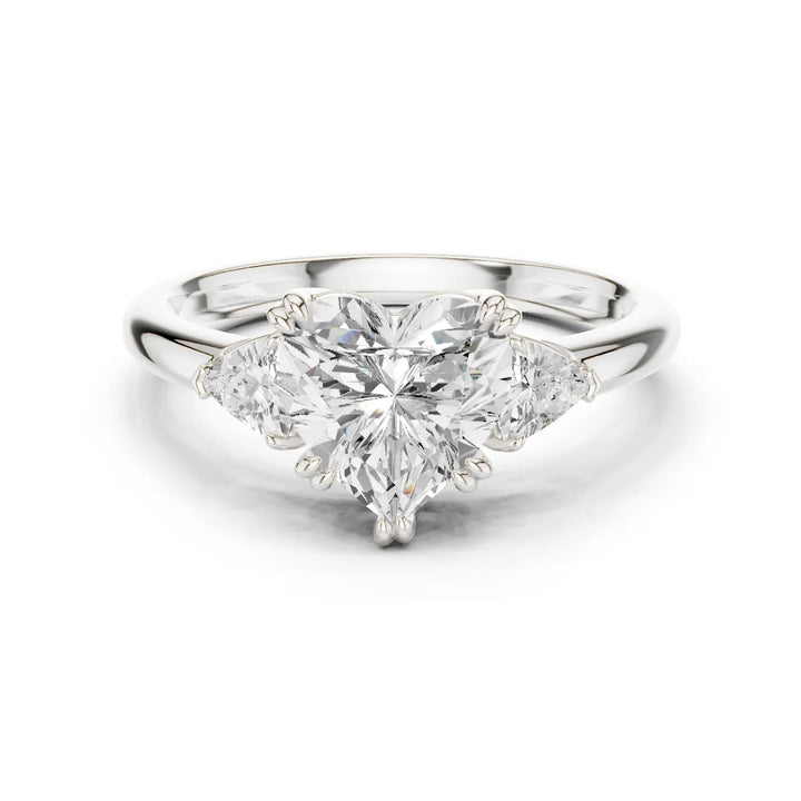 Trillion Side Diamond Heart Shape Engagement Ring