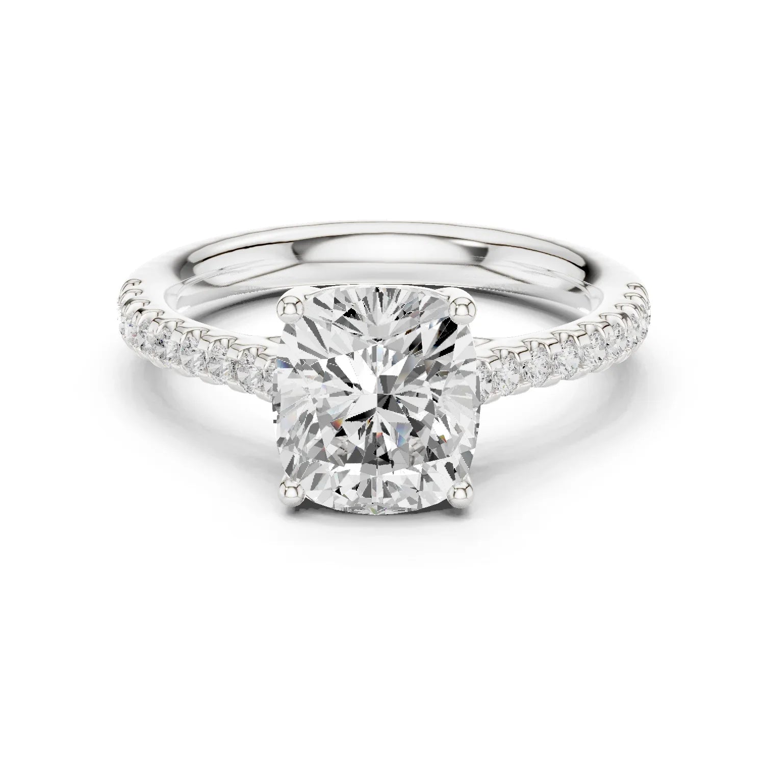 Cushion-Cut Diamond Engagement Ring with Split Shank