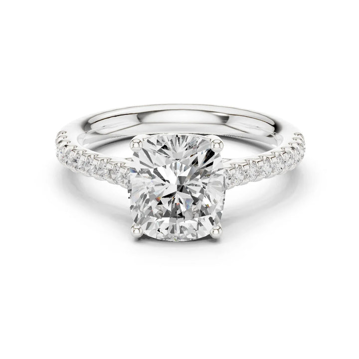 Cushion-Cut Diamond Engagement Ring with Split Shank