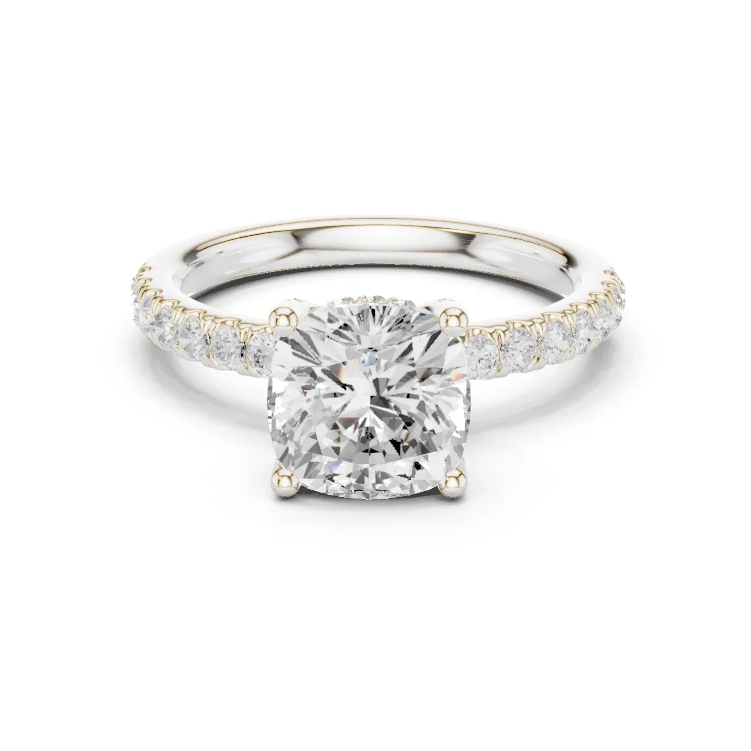 Cushion Diamond Engagement Ring With Pave Band