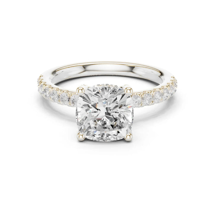 Cushion Diamond Engagement Ring With Pave Band