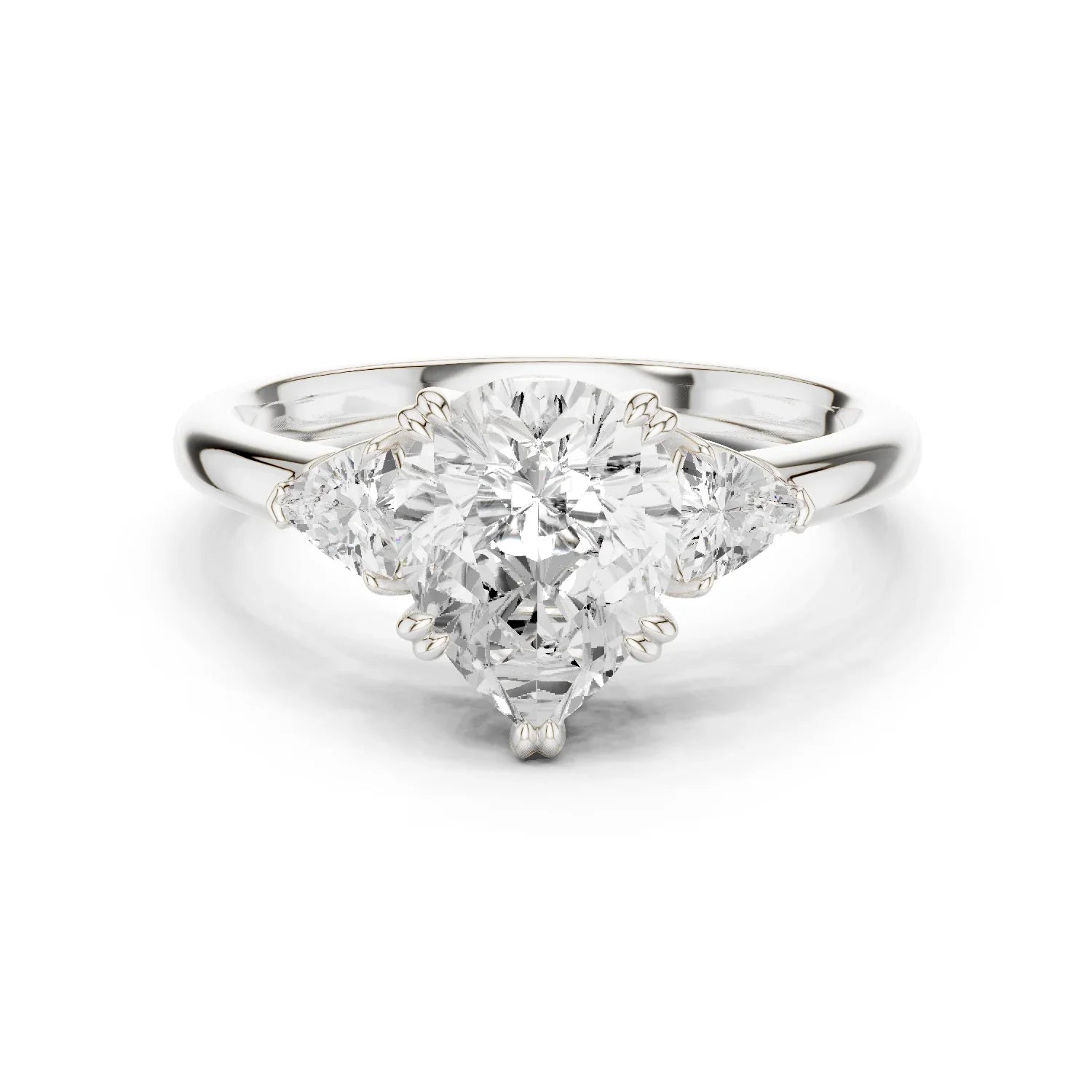Trillion Side Diamond Pear Shape Engagement Ring
