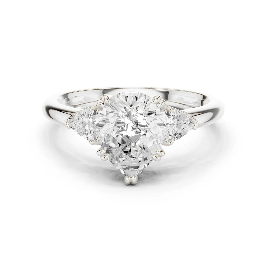 Trillion Side Diamond Pear Shape Engagement Ring