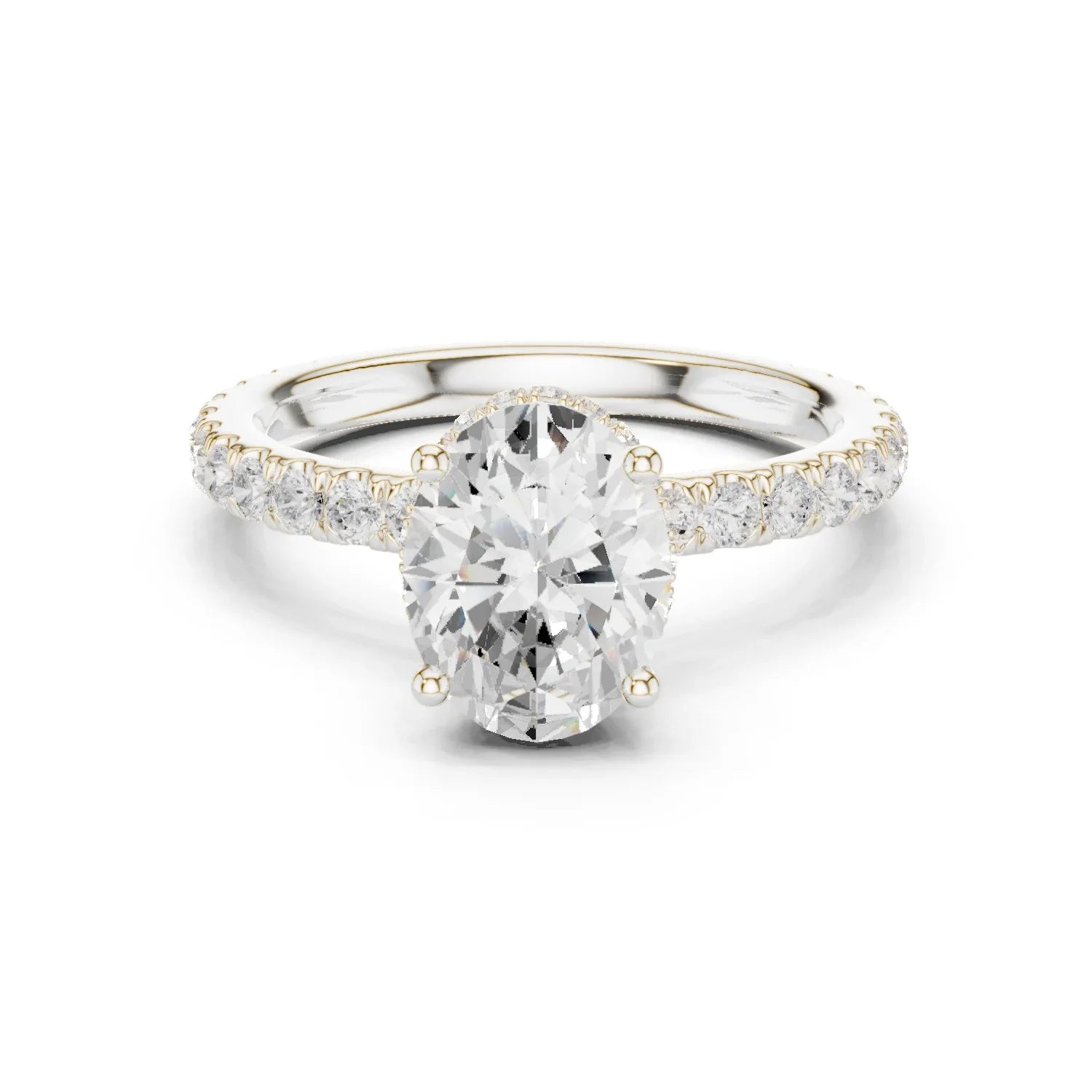 Oval Cut Diamond Double Halo Pave Engagement Ring