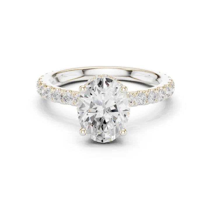 Oval Cut Diamond Double Halo Pave Engagement Ring