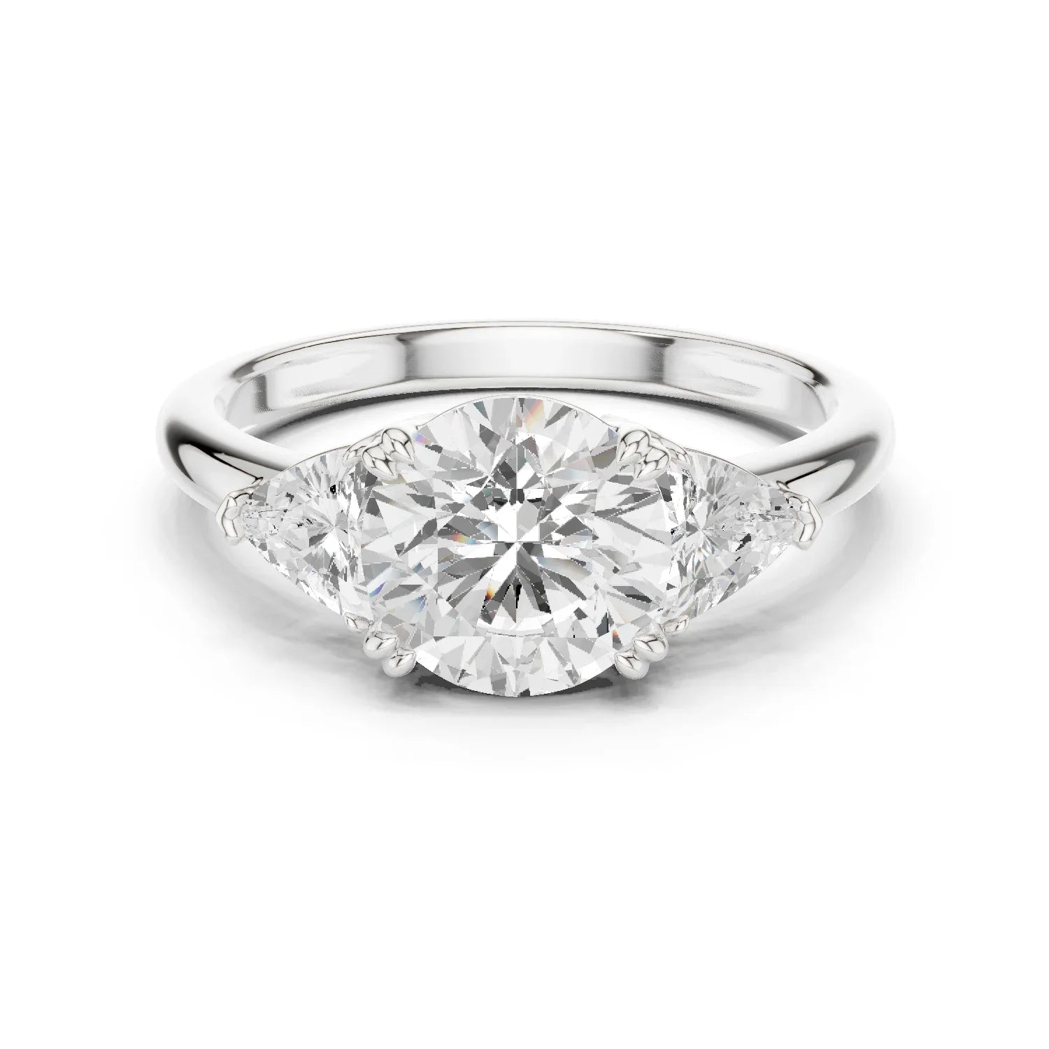 Round Cut Diamond Three Stone Engagement Ring