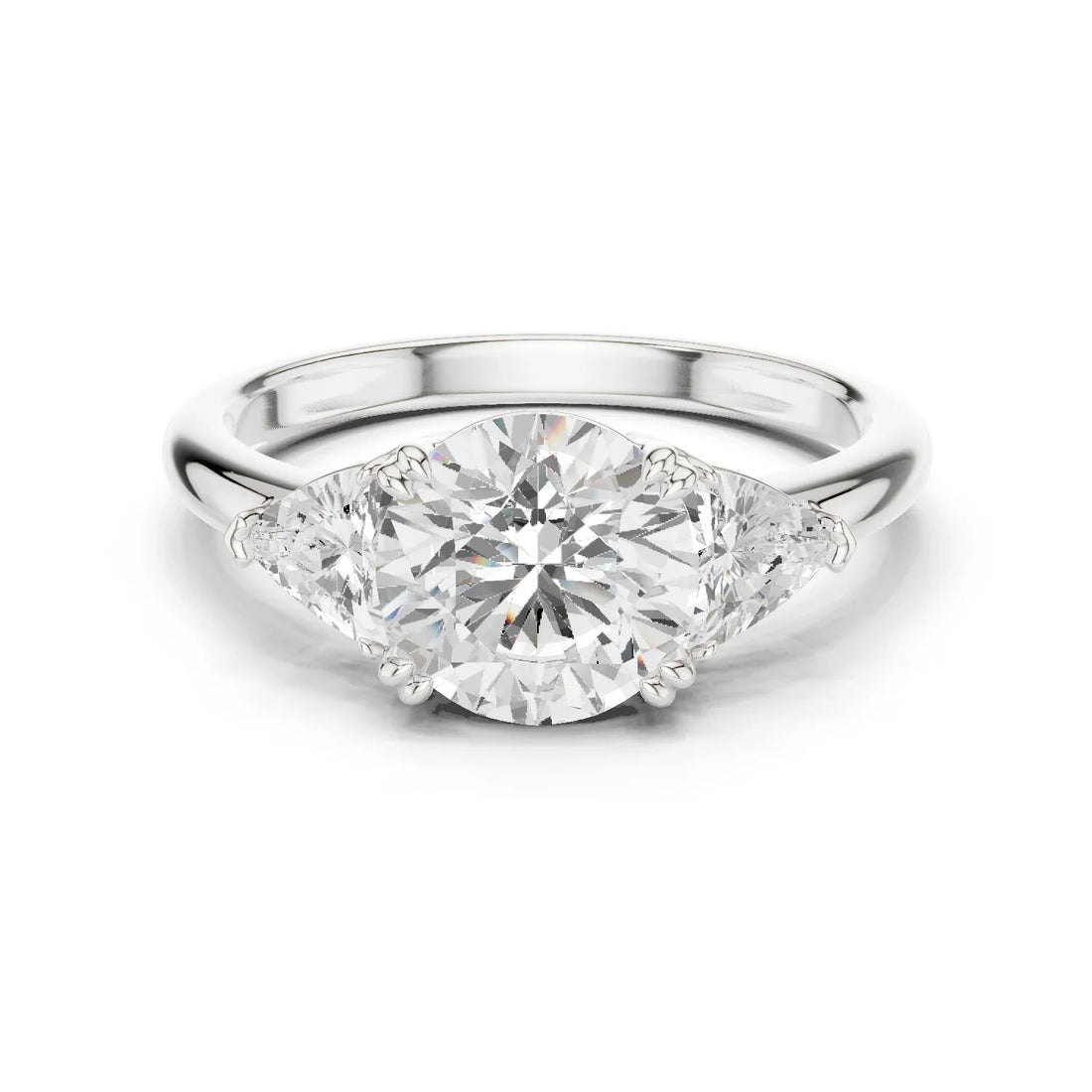 Round Cut Diamond Three Stone Engagement Ring