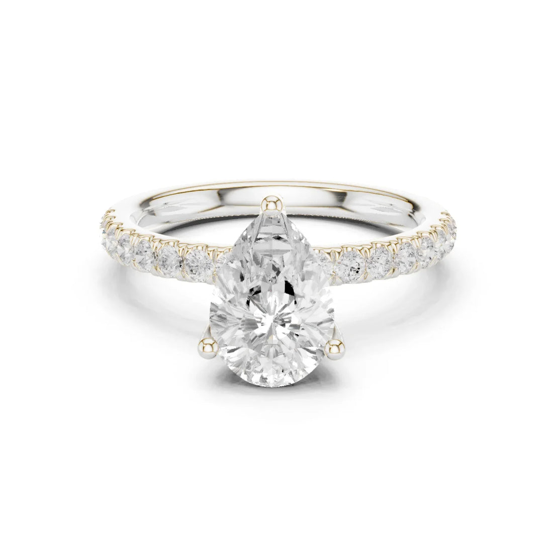 Pear Diamond Engagement Ring With Pave Band