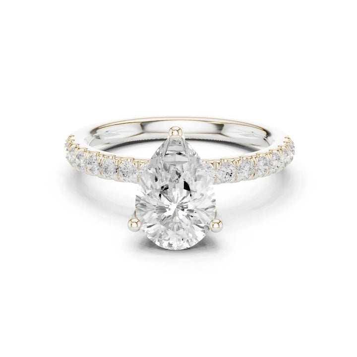 Pear Diamond Engagement Ring With Pave Band