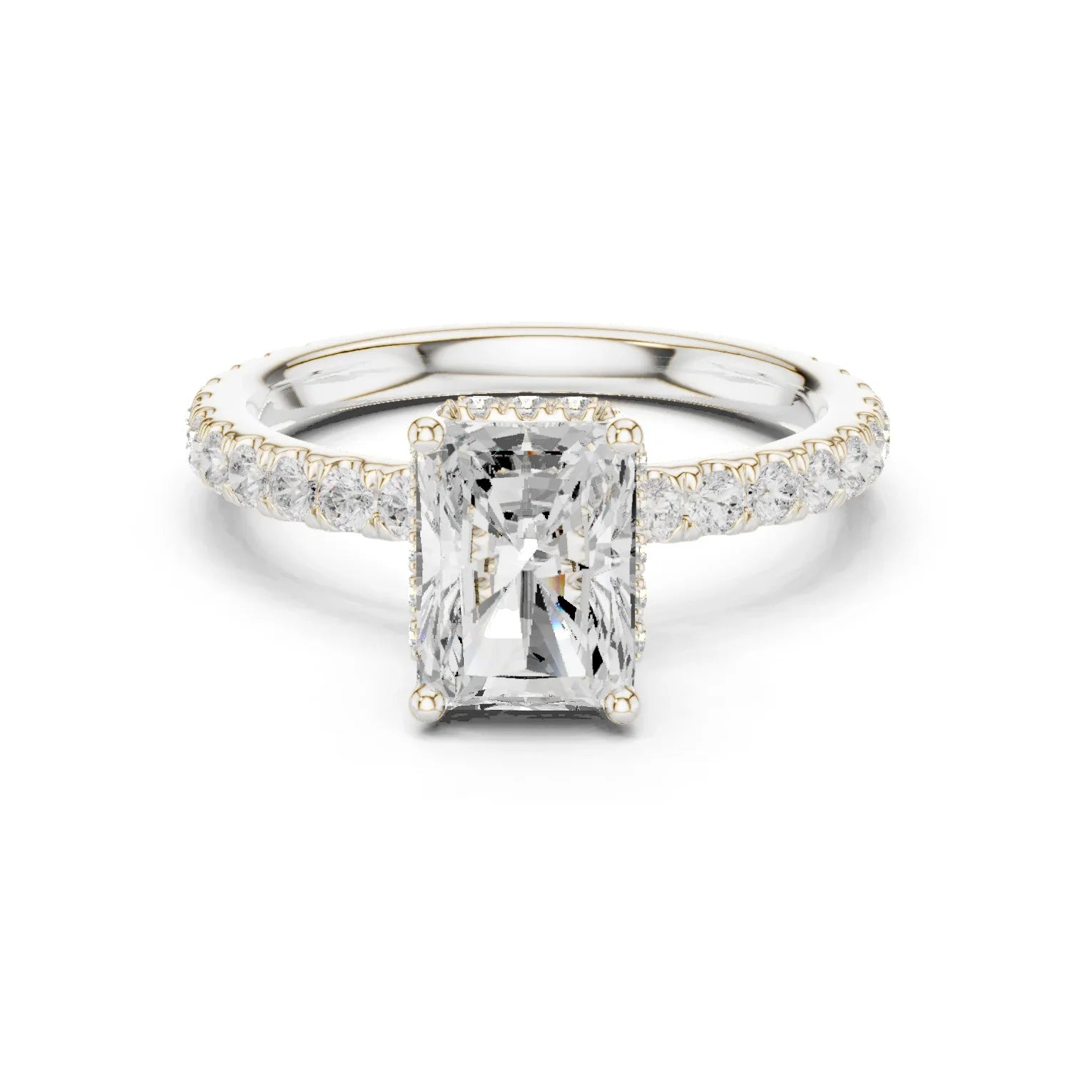 Radiant Cut Diamond Double Halo Pave Engagement Ring