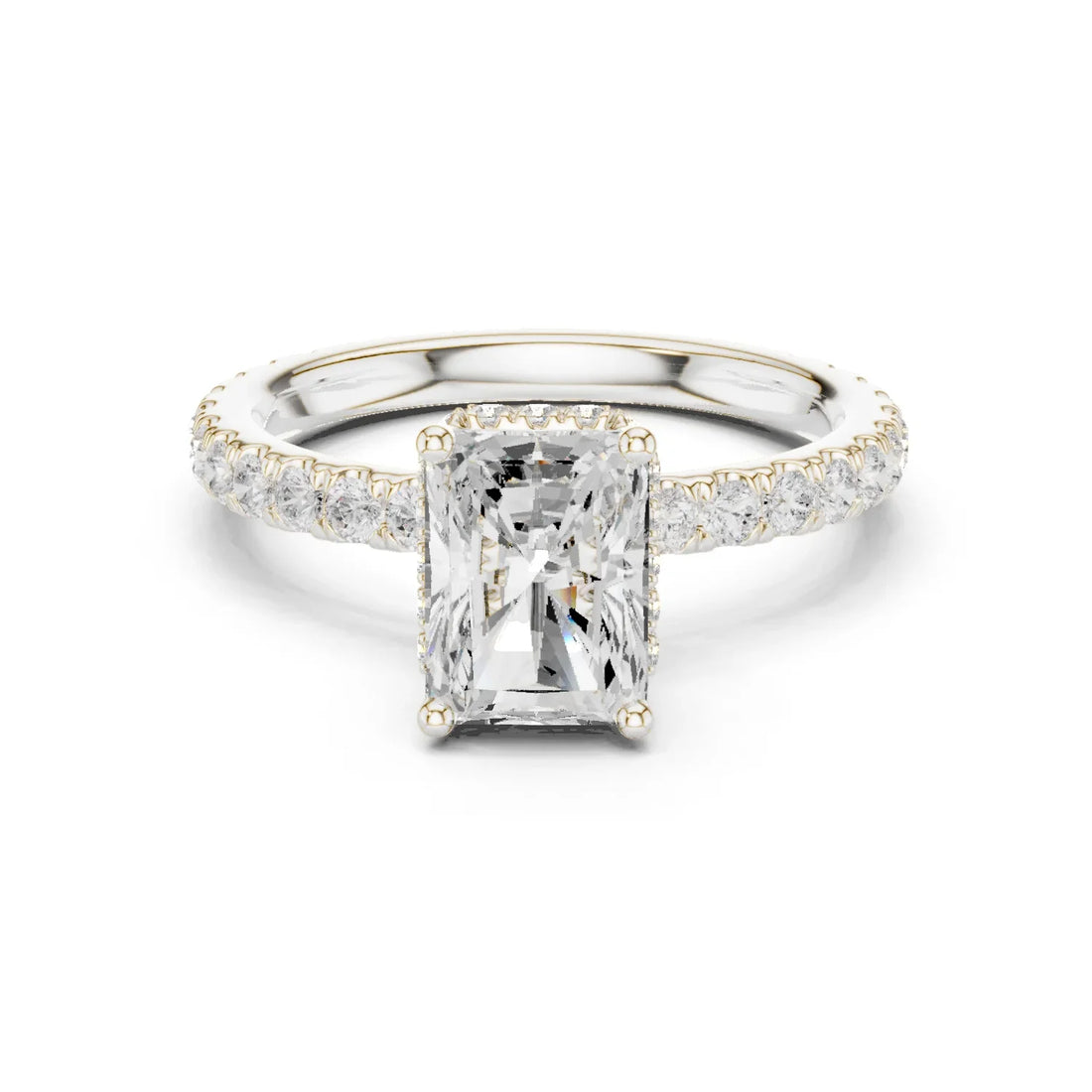 Radiant Cut Diamond Double Halo Pave Engagement Ring