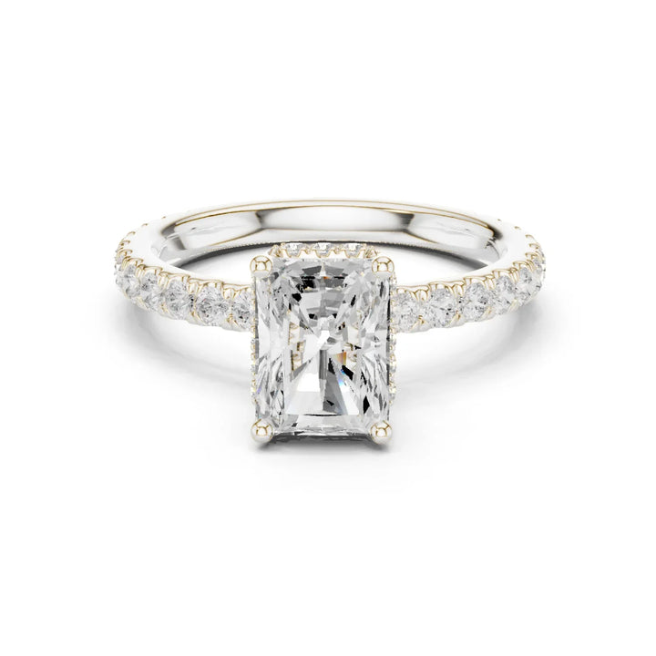 Radiant Cut Diamond Double Halo Pave Engagement Ring