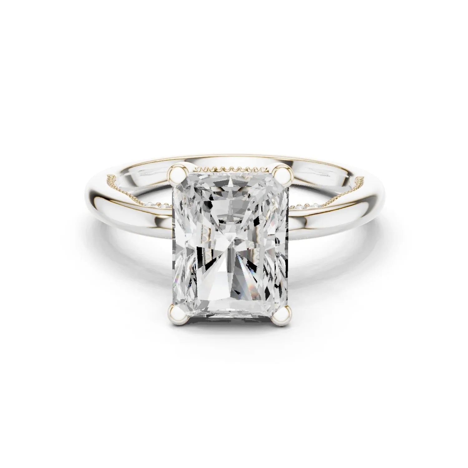 Hidden Halo Radiant Cut Diamond Engagement Ring