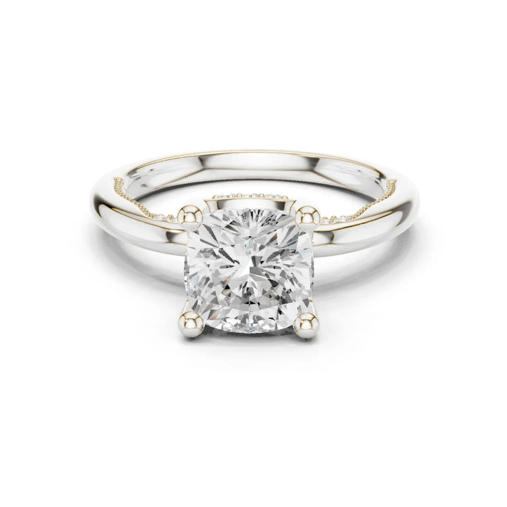 Hidden Halo Cushion Cut Diamond Engagement Ring
