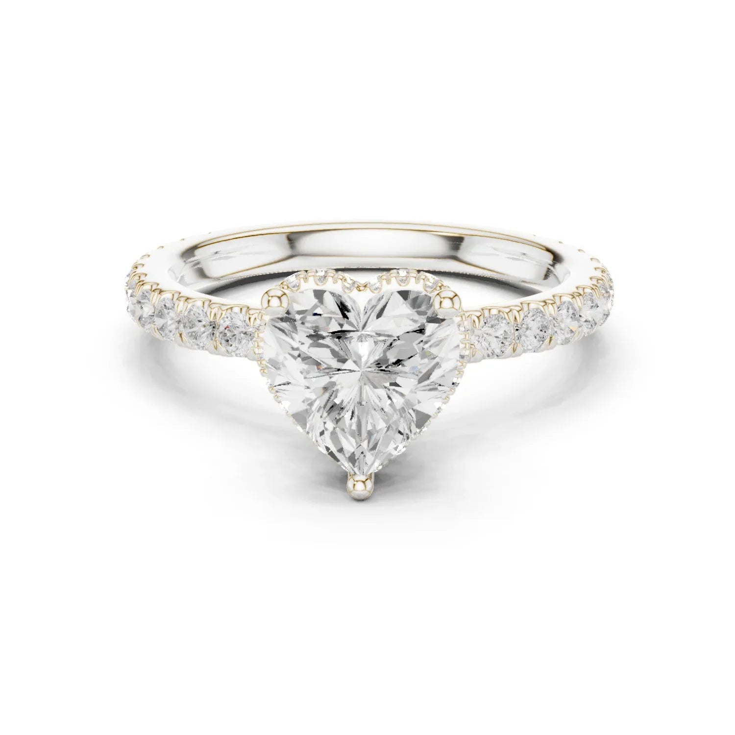 Heart Cut Diamond Double Halo Pave Engagement Ring