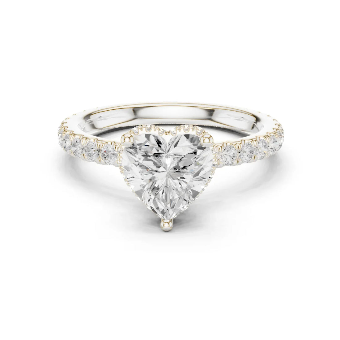 Heart Cut Diamond Double Halo Pave Engagement Ring