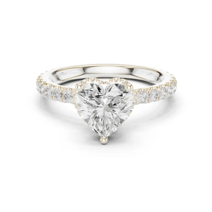 Heart Cut Diamond Double Halo Pave Engagement Ring