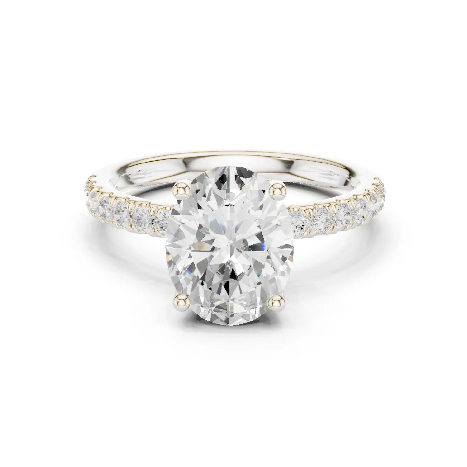 Oval Diamond Engagement Ring With Pave Band