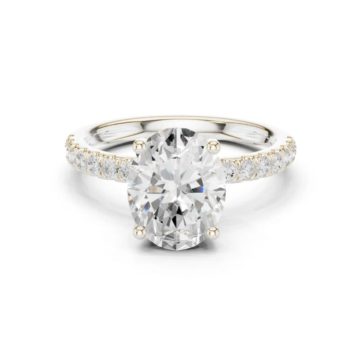 Oval Diamond Engagement Ring With Pave Band