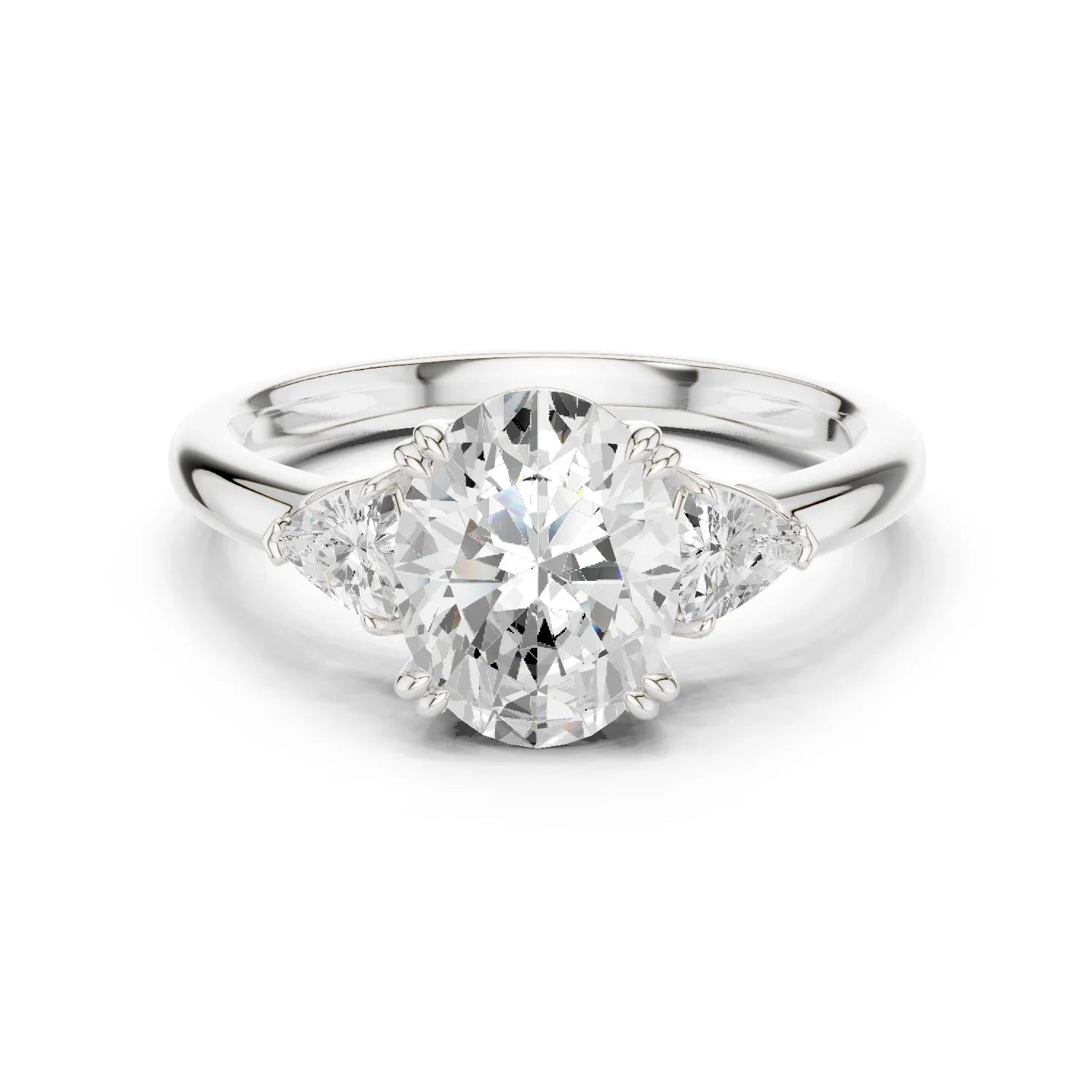 Trillion Side Diamond Oval Shape Engagement Ring