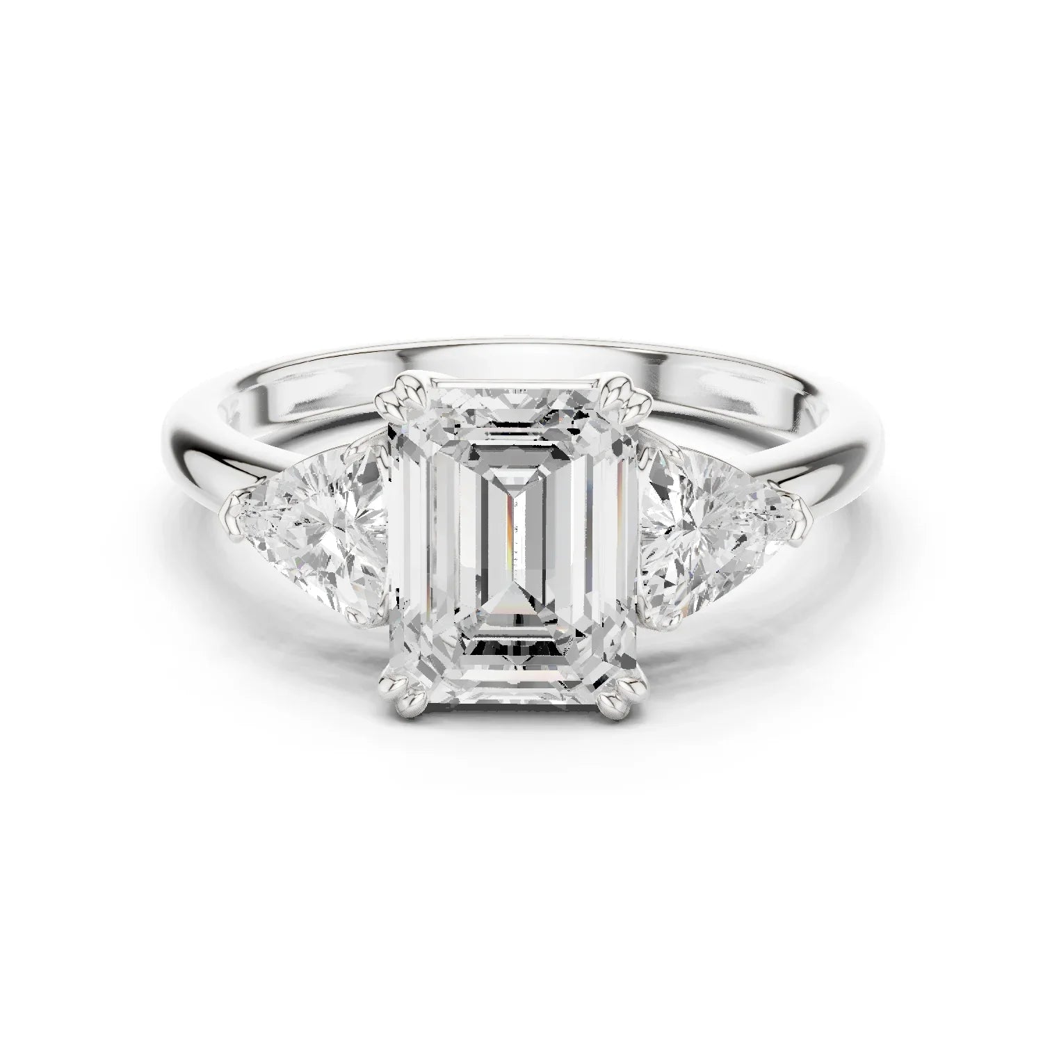Emerald Cut Diamond Three Stone Engagement Ring