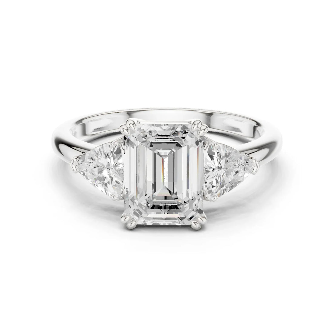 Emerald Cut Diamond Three Stone Engagement Ring