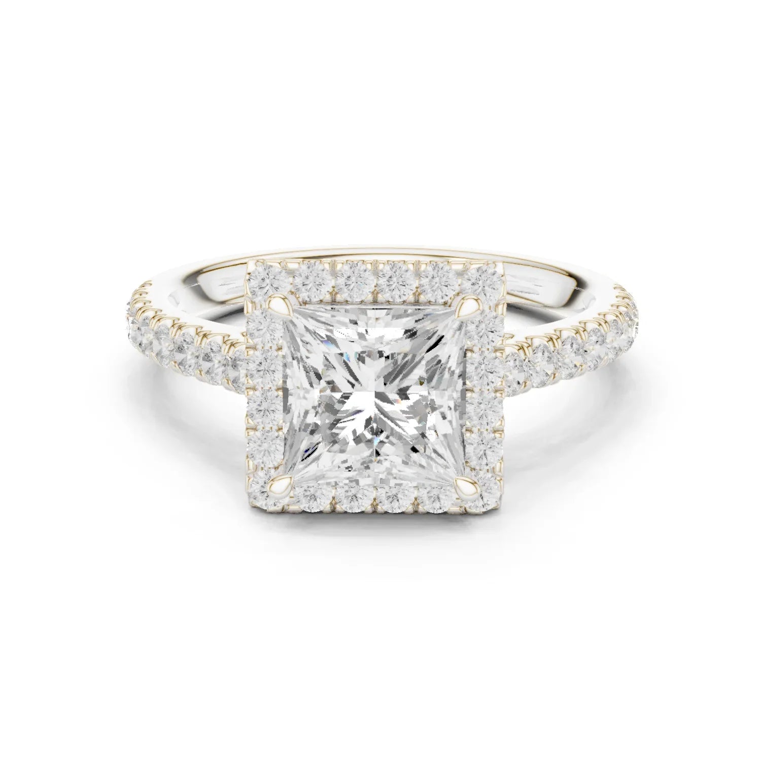 Princess Shape Diamond Halo Engagement Ring