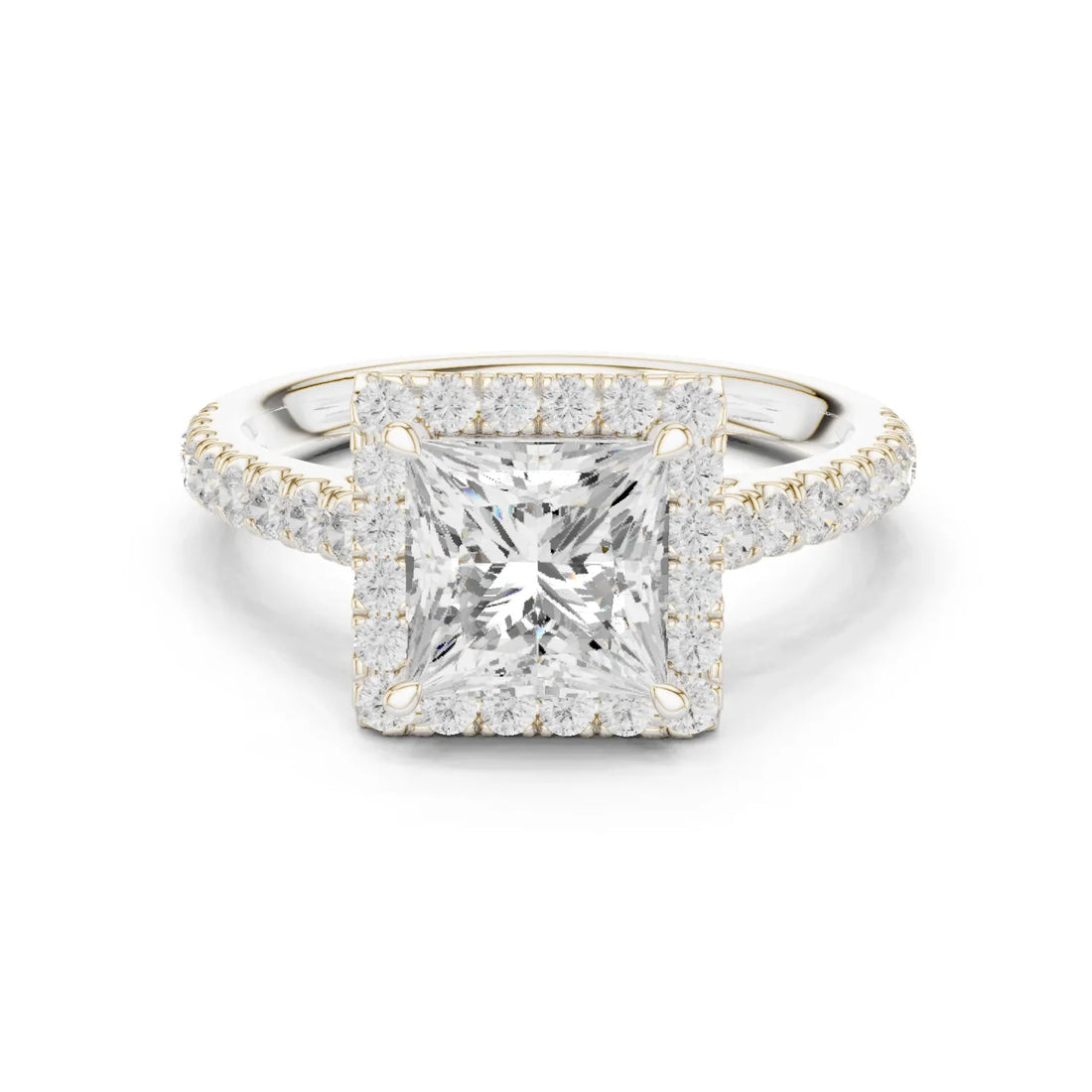 Princess Shape Diamond Halo Engagement Ring
