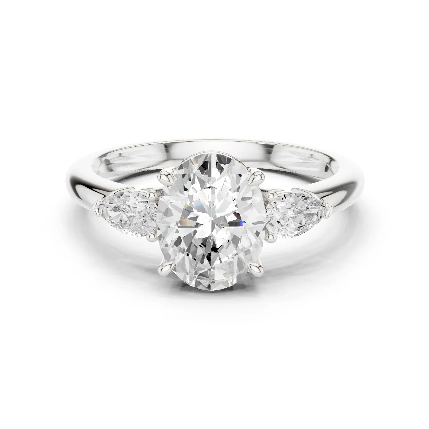 Oval Cut Diamond Three-Stone Engagement Ring