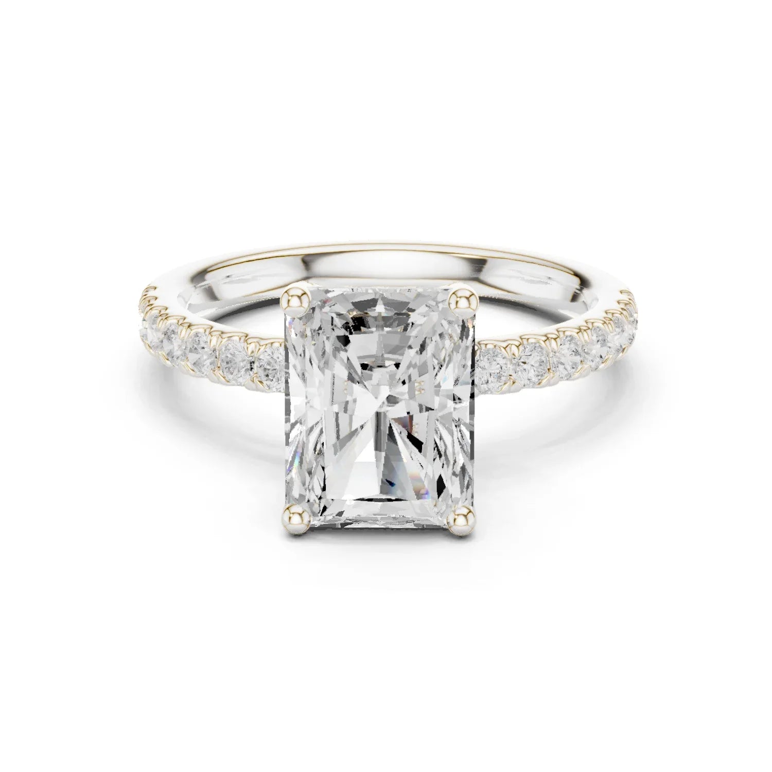 Radiant Diamond Engagement Ring With Pave Band