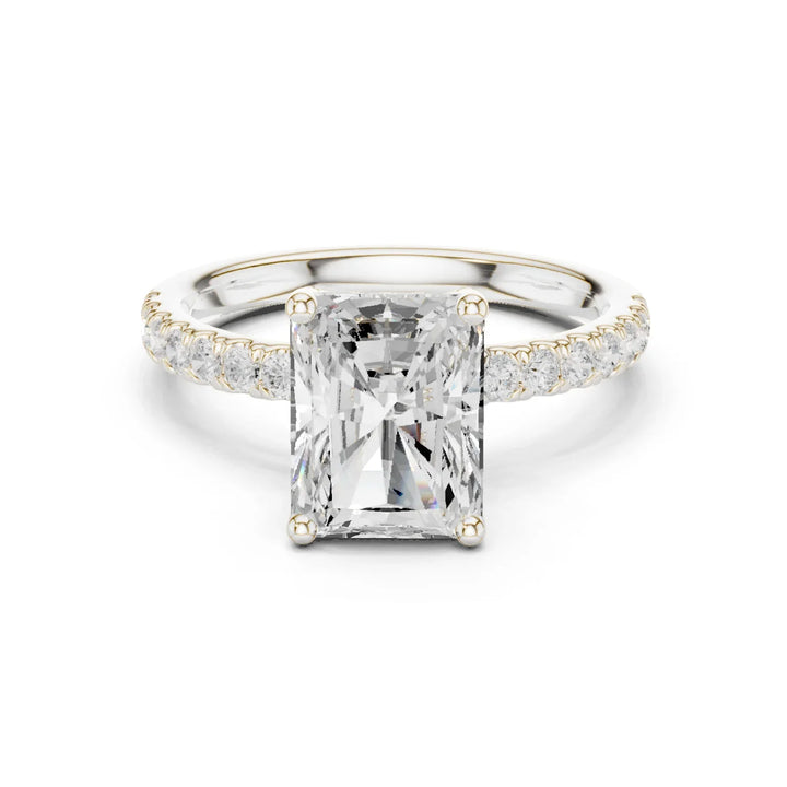 Radiant Diamond Engagement Ring With Pave Band