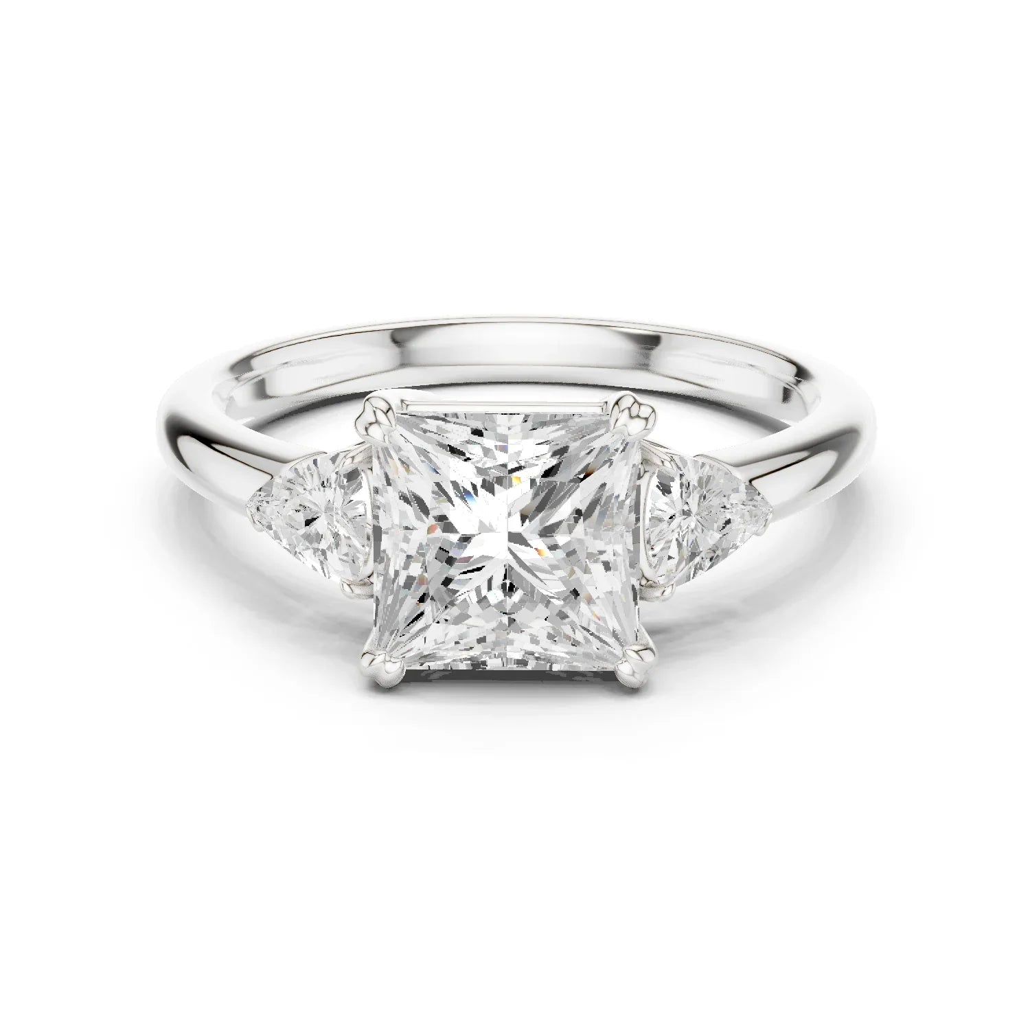 Trillion Side Diamond Princess Shape Engagement Ring