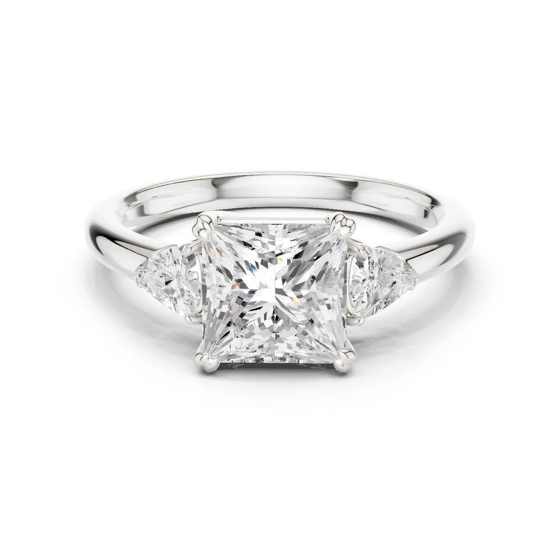 Trillion Side Diamond Princess Shape Engagement Ring