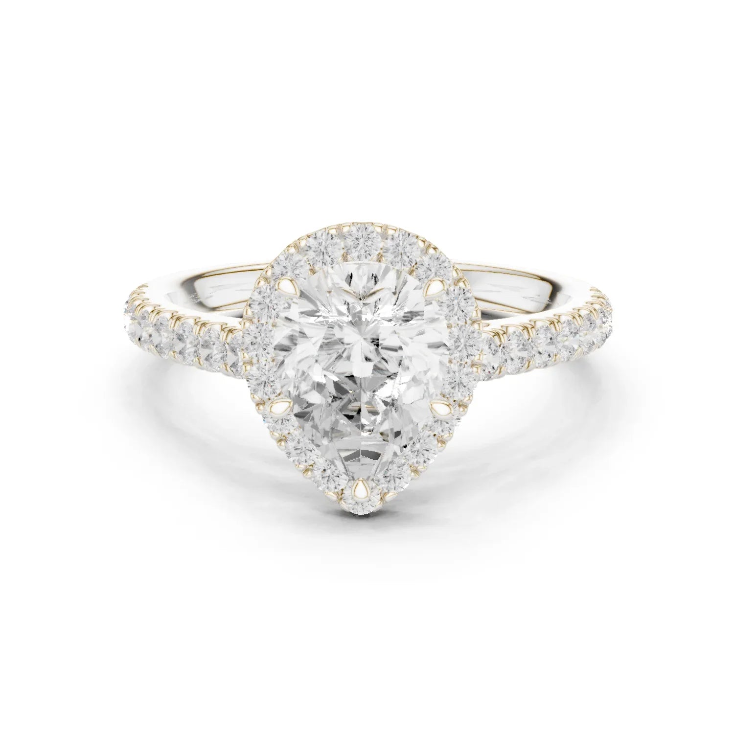 Pear Shape Diamond Halo Engagement Ring