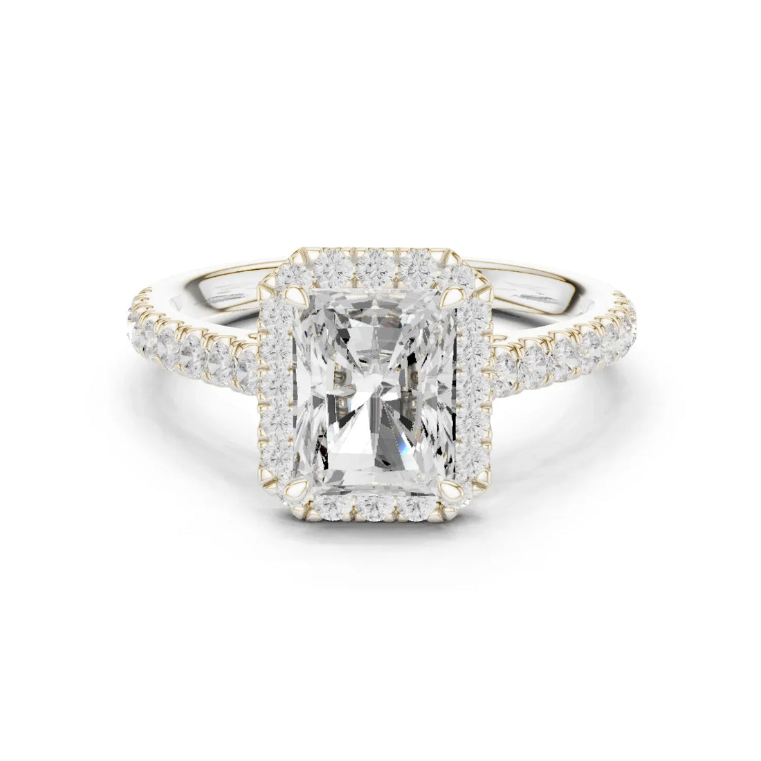 Radiant Shape Diamond Halo Engagement Ring