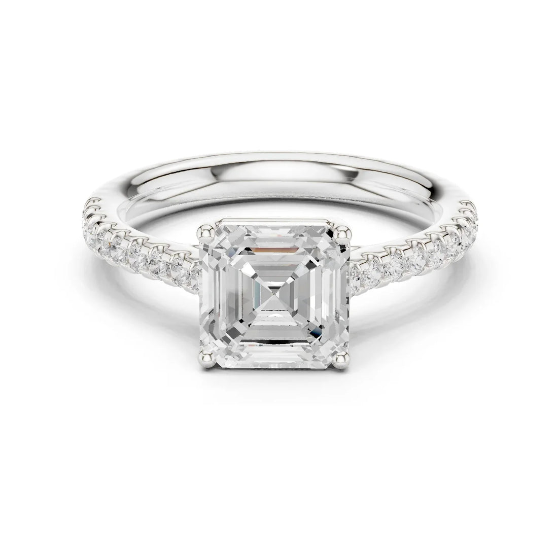 Asscher-Cut Diamond Engagement Ring with Split Shank