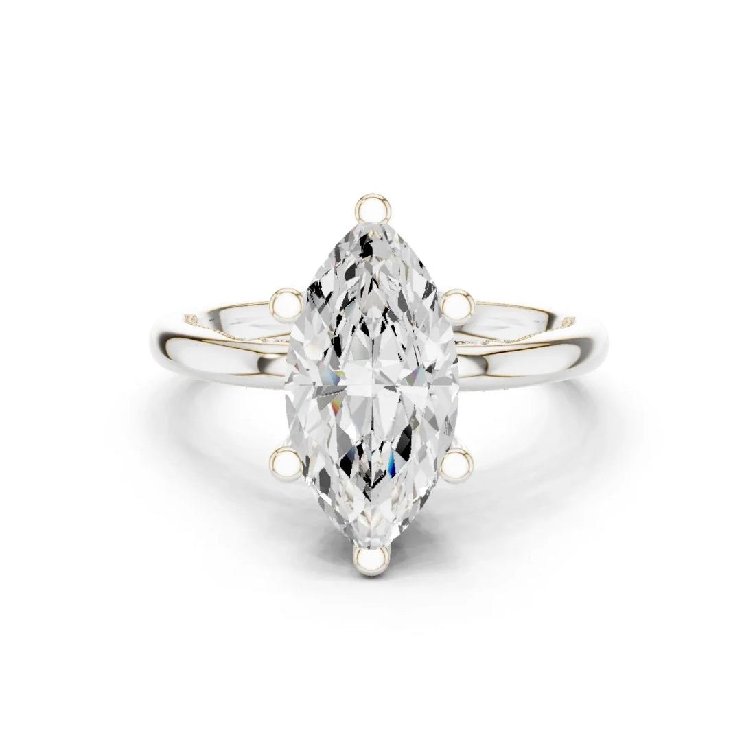 Hidden Halo Marquise Cut Diamond Engagement Ring