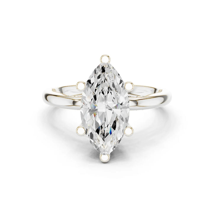 Hidden Halo Marquise Cut Diamond Engagement Ring