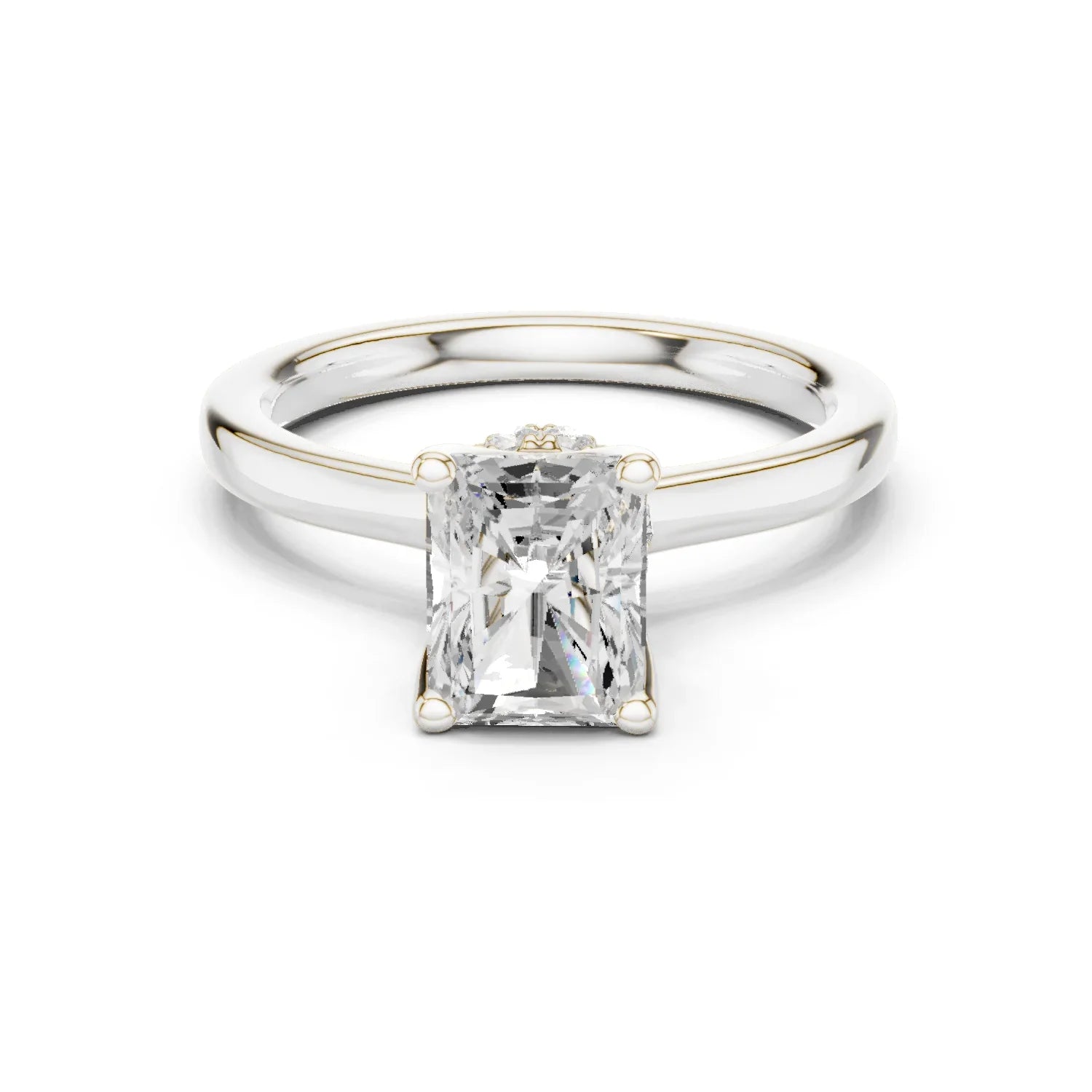 Radiant Shape Diamond Hidden Halo Engagement Ring