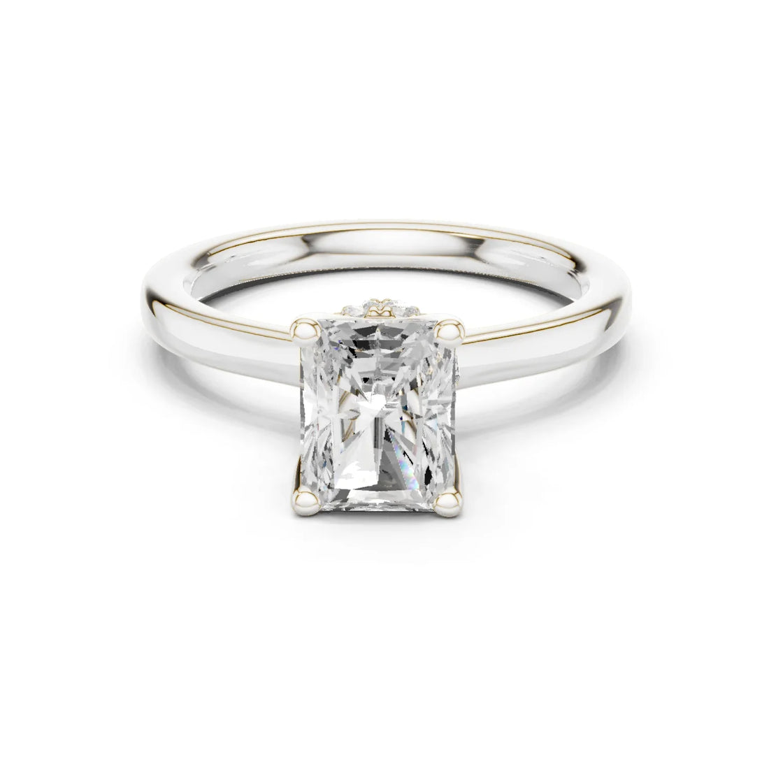 Radiant Shape Diamond Hidden Halo Engagement Ring