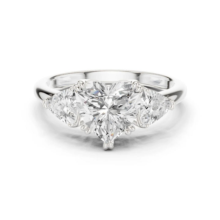 Heart Cut Diamond Three Stone Engagement Ring
