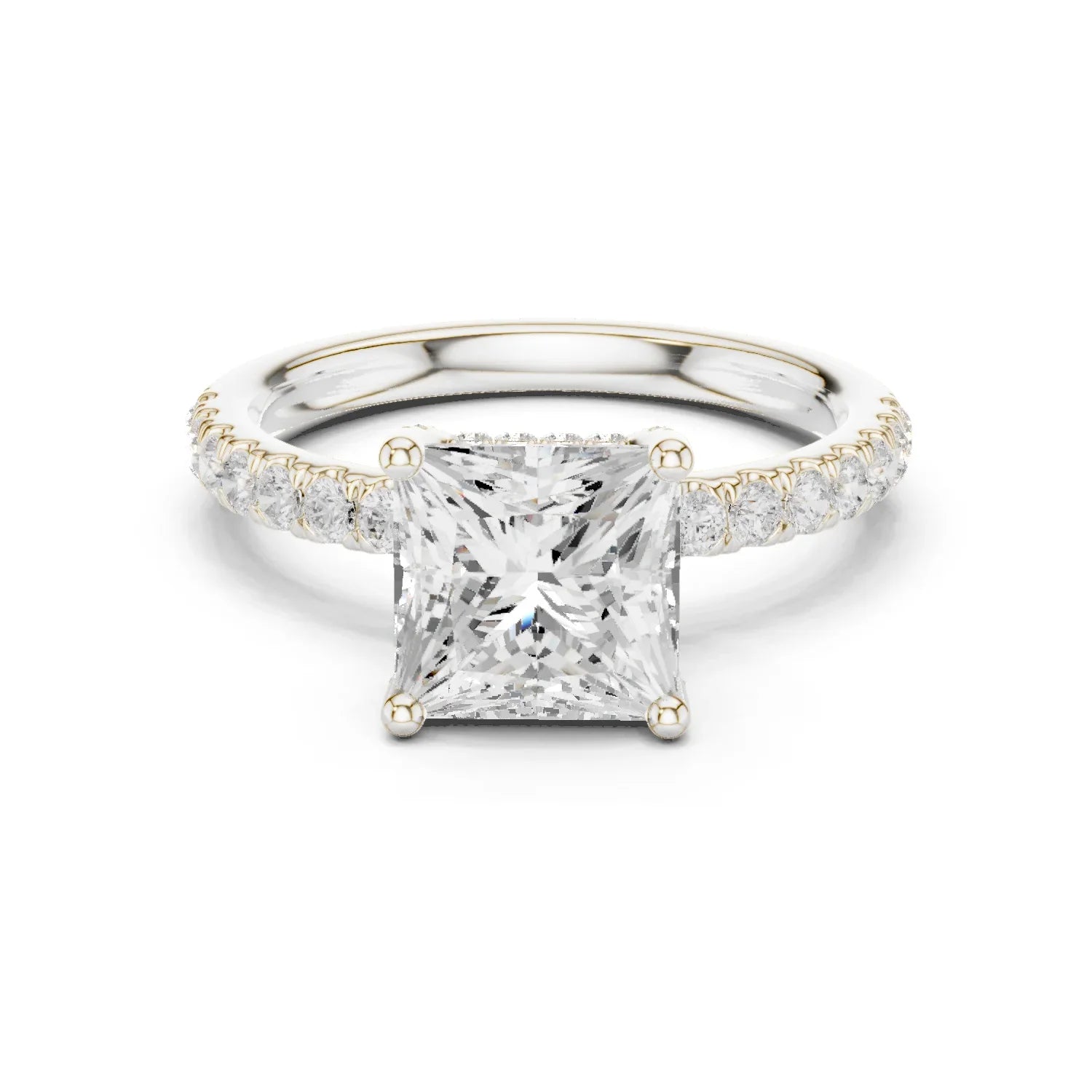 Princess Diamond Engagement Ring With Pave Band