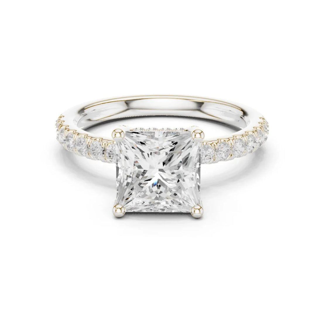Princess Diamond Engagement Ring With Pave Band