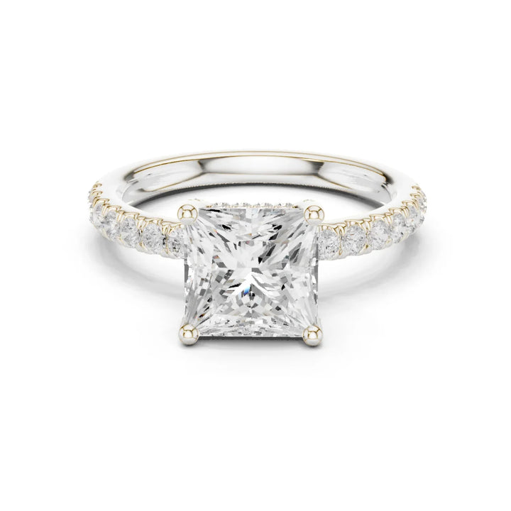 Princess Diamond Engagement Ring With Pave Band