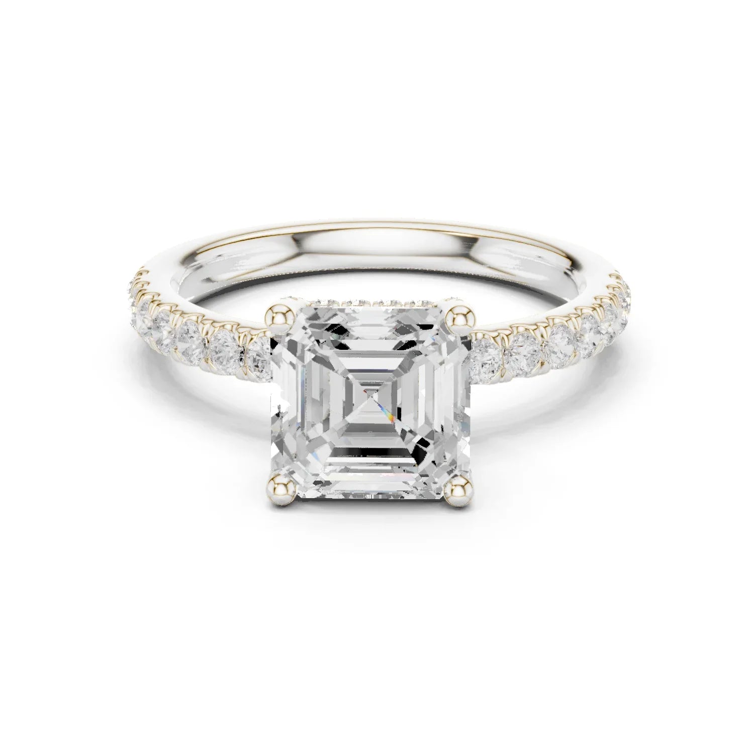Asscher Diamond Engagement Ring With Pave Band